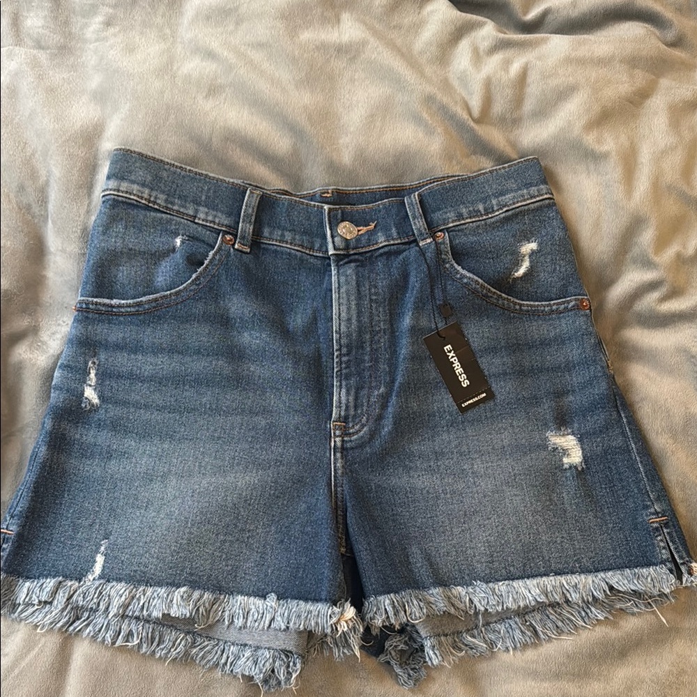 Express Denim Super High-rise Mom Shorts